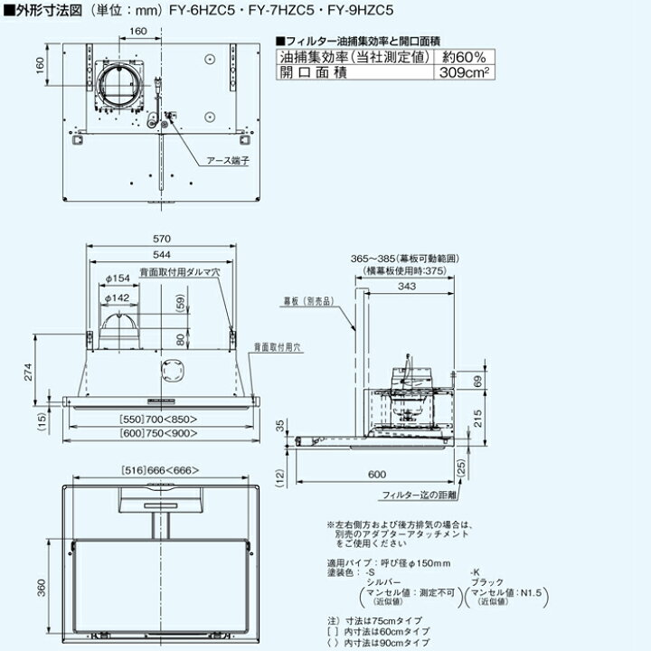 楽天市場】(LINEクーポン有)パナソニック FY-7HZC5-K スマートスクエア 