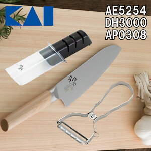 (LINEクーポン有)(送料無料)貝印 AE-5254・DH-3000・AP-0308 関孫六 10000CL 三徳 165mm・T型ピーラー・ダイヤモンド&セラミックシャープナー 3点セット 母の日 父の日 ギフト プレゼントにおすすめ