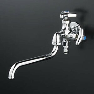 (LINEクーポン有)(送料無料) KVK K21SPJ 屋外ホース接続ニップル付二口自在水栓(代引不可)