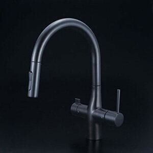 (LINEクーポン有)(送料無料) KVK KM6081ECM5 ビルトイン浄水器用シングルシャワー付混合栓(eレバー)マットブラック(代引不可)