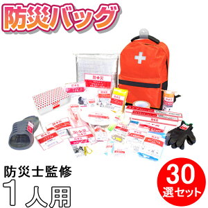 (LINEクーポン有)防災バッグ 30点 防災士監修 一次避難用 災害対策30点セット 1人用 リュック 非常用 グッズ