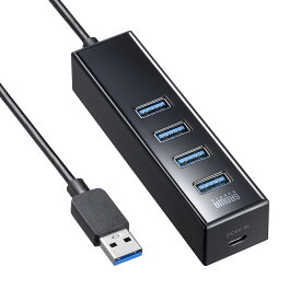 (5/15は抽選で100％P還元)(送料無料) サンワサプライ USB-3H405BKN 磁石付USB3.2Gen1 4ポートハブ SANWASUPPLY