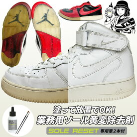 日本製 SOLE RESET スニーカー ソール暗所黄変除去剤 専用筆2本付 業務用 ソール材質を傷つけない 塗って放置するだけ 簡単 黄ばみリセット ジェル 靴底黄ばみ漂白 強力 プロユース品質 シューケア用クリーナー ソール リペア リセール価値アップ 再生 復活 初心者 安心安全