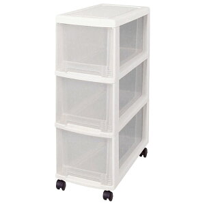 キッチン収納 キッチンスリムストッカー3段 ホワイト | 隙間収納 幅22cm 収納ケース 移動 キャスター 引出し 引き出し
