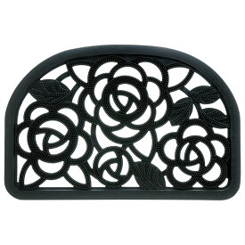 リッチェル 玄関マット 玄関ラバーマットMローズ柄 ブラック ｜ ドアマット 玄関 エクステリア