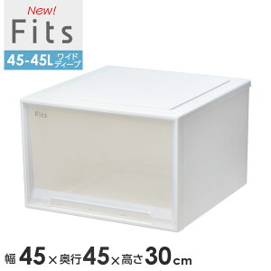 収納ケース Fits フィッツケース 45-45L 幅45×奥行45×高さ30cm ホワイトクリア | ワイドディープ 小物ケース プラスチック 引き出し クローゼット 収納ボックス 衣装ケース 衣類収納