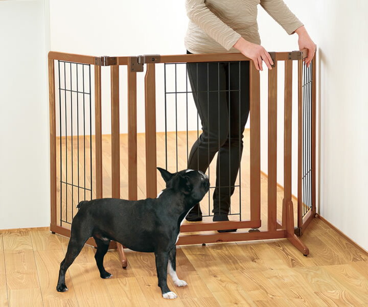楽天市場】リッチェル 犬 柵 室内 木製おくだけドア付ペットゲート 