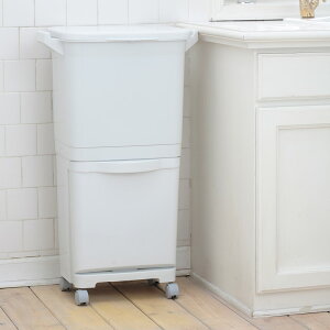 ゴミ箱 HOME&HOME 縦型分類ワゴンペール 45S 30L+15L グレー | 分別ペール ワゴンペール キャスター 移動ペール