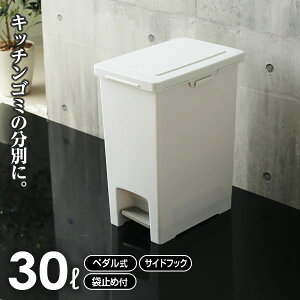 ゴミ箱 エバン ペダルペール 30L ホワイト | キッチン ごみ箱 白 ペダル式 おしゃれ 台所 ペール ダストボックス 足踏み フタ付き 蓋 ふた