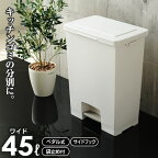 ゴミ箱 エバン ペダルペール ワイド 45L ホワイト ｜ キッチン ごみ箱 白 ペダル式 おしゃれ 45リットル 台所 ペール ダストボックス 足踏み フタ付き 蓋 ふた