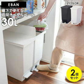 ゴミ箱 エバン 両開きペダルペール 30L 2個セット ブラック / ホワイト ｜ ごみ箱 ダストボックス おしゃれ ペダル式 キャスターつき 分別 カウンター下 キッチン 棚下 観音開き ペール 縦型