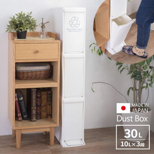 分別ごみ箱 3段 ダストボックス 3D ホワイト LFS-933WH | 分別 ゴミ箱 スリム 日本製 おしゃれ 省スペース ペダル 白 シンプル キッチン リビング 隙間