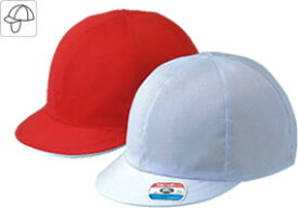 A#24ツイル紅白体操帽 六方型（アゴゴム付）【紅白帽子・赤白帽子】