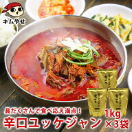 プロが選んだ・辛口ビーフユッケジャンスープ1kg×3袋セット（約2〜3人前）常温便・冷蔵便可 送料無料 賞…