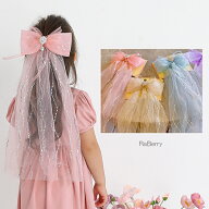 【即納】 チュール ヘアクリップ ティアラ ヘアアクセサリー キッズ 女の子 子供用 ウェディングベール …
