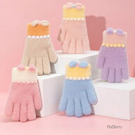 【即納】リボン付き手袋 キッズ もこもこ 子供用 女の子 こども用 子ども用 ふわふわ 冬 秋 プチプラ プ…