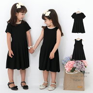 【即納】半袖 フォーマル ワンピース キッズ 子供服 ポケット付き ノースリーブ 女の子 長袖 白襟 こども…