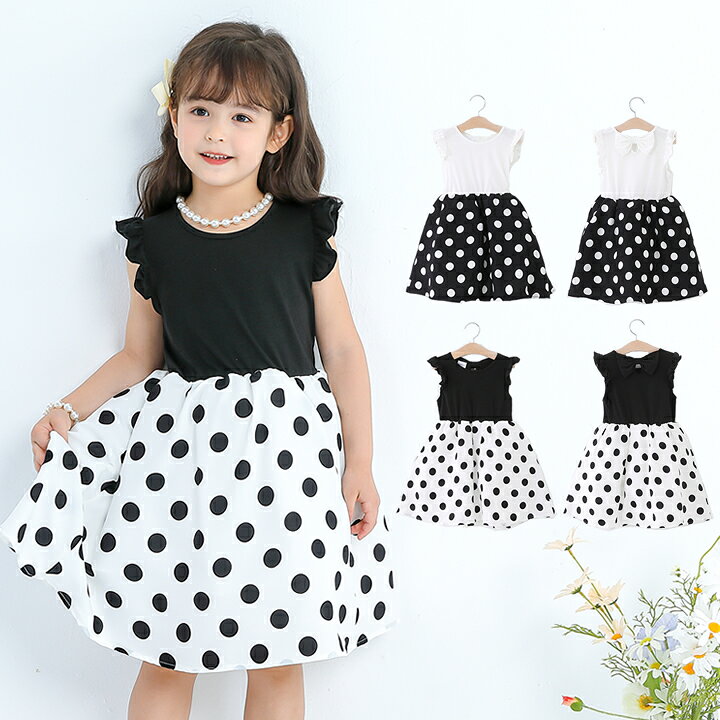 楽天市場】【即納】バックリボンドット柄 ワンピース キッズ ドレス  