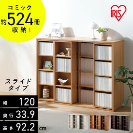 本棚 大容量 おしゃれ スライド 2列 アイリスオーヤマ コミックラック 4段 幅120 奥行約34 高さ約92 収納棚 ラック 収納 棚 ブックシェルフ ディスプレイラック 漫画収納 マンガ コミック スライドタイプ トリプル CST-1200R *