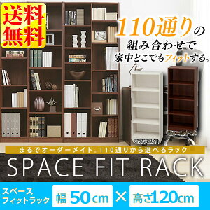 本棚 アイリスオーヤマ スペースフィットラック(幅50×奥行29×高さ120cm) S-SFR1250 シェルフ ウォールナット 木製 オープンシェルフ 棚 オープン ディスプレイ 飾り棚 北欧 モダン 本棚 リビング