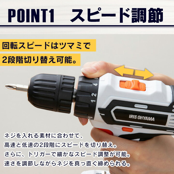楽天市場】電動ドライバー 電動ドリル 充電式 18V アイリスオーヤマ 