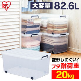 収納ボックス ふた付き キャスター付き 単品 フタ付き プラスチック 透明 衣装ケース 収納ケース コンテナボックス 蓋付き 押入れ収納 クローゼット 収納 服 衣類収納 アイリスオーヤマ タフキャリー 82.6L TFC-440 *