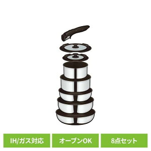 取っ手のとれるフライパン8点セット FAステンレス ステンレス KSF-8A Sフライパンセット サーモス 8点セット 取っ手が取れる 食洗器対応 IH ガス オーブン 洗いやすい 新生活 サーモス株式会社