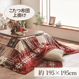 [24日夜!最大3000円OFFクーポン]こたつ上掛け 195×195cm 「リーチェ」 3尺こたつ適用 こたつ 布団 フランネル 正方形 3尺 洗える 暖かい コタツ 炬燵 上掛け ネイビー レッド【TD】