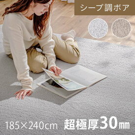 ラグ 厚手 ラグマット 185×240 もっちり おしゃれ シンプル 3畳 すべり止め 滑り止め マット リビング 厚め あったか グレー ベージュ 送料無料 ラ・クッションラグ シープ調ボア 冬 ホットカーペット対応 アイリスオーヤマ ACRSB-1824 北欧 かわいい 厚い