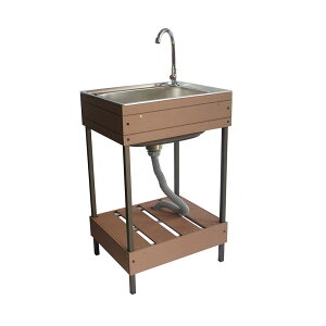 人工木ガーデンシンク 小 aks47779エクステリア ガーデンシンク 流し台 人工木 旭興進 ブラウン アッシュブラウン ホワイト【TD】 【代引不可】