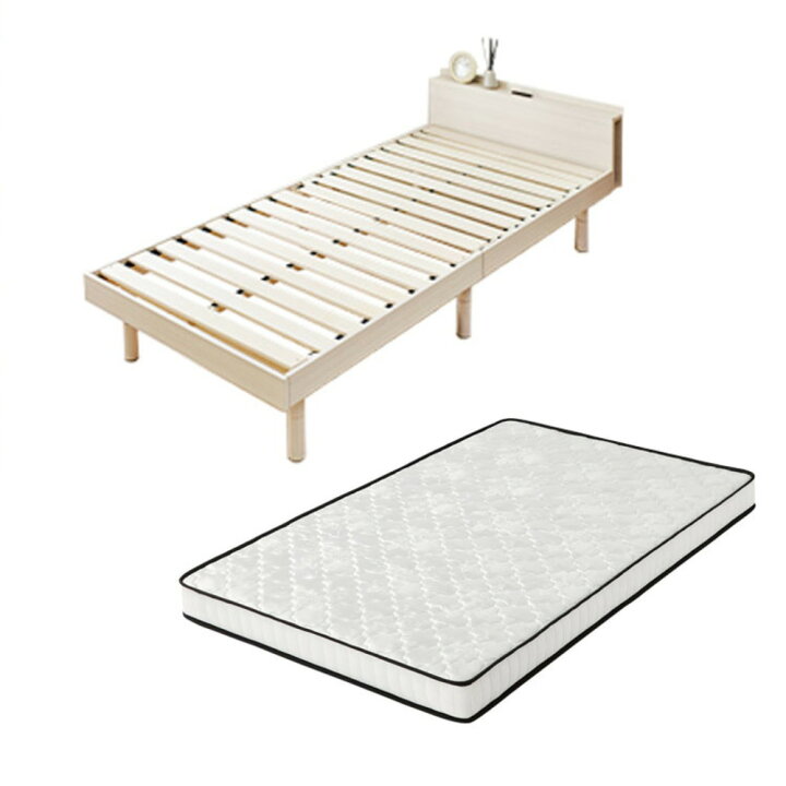 楽天市場】[全品P5倍☆12時〜]ベッド マットレス セット 棚付きベッド  