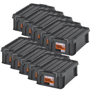 【10個セット】コンテナ 金属バックル 収納 バックルコンテナ BL-13R クリア チャコールグレー まとめ買い コンテナ 金属バックル 収納 ボックス スタッキング BOX 保管 防災 プラスチック 箱