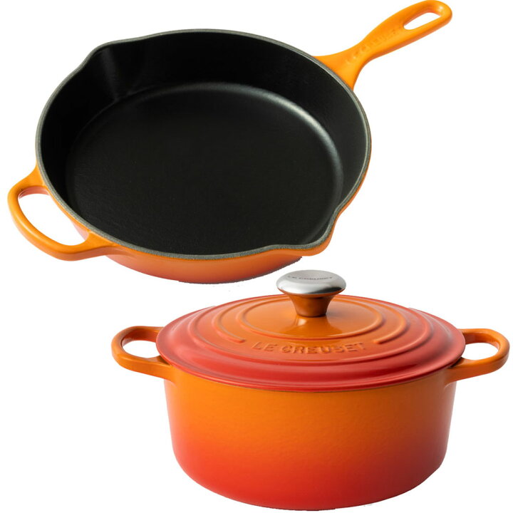楽天市場】なべ+フライパンセット ルクルーゼ 両手鍋 グリルパン ル  