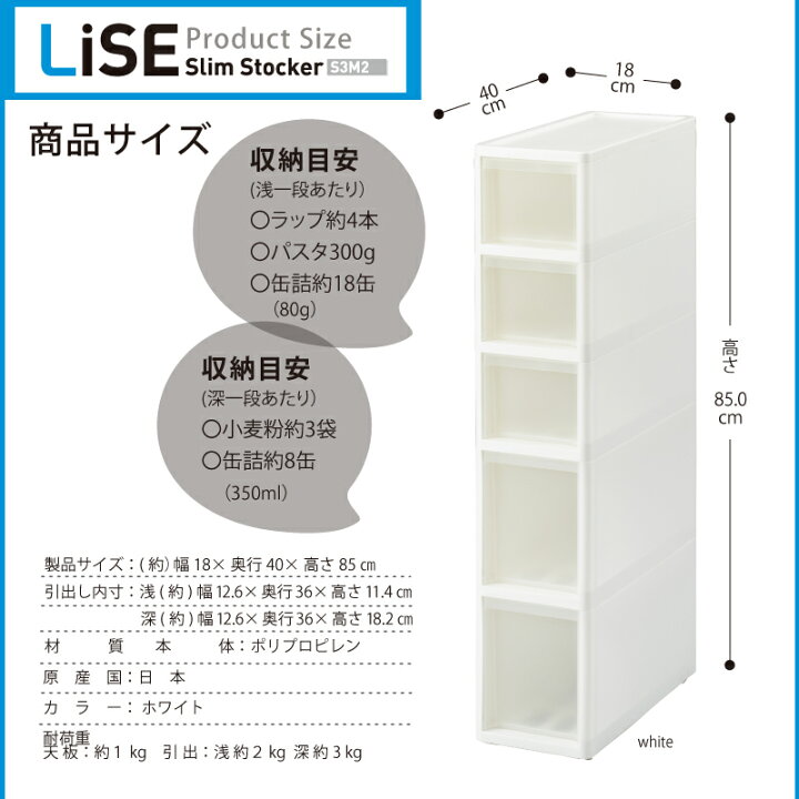 楽天市場】【送料無料】隙間 収納ボックス 幅18cm スリム ストッカー 