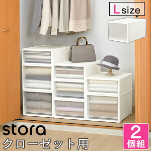 【送料無料】【2個セット】 収納ボックス ストラ 奥行53cm Lサイズ 幅39cm 奥行53cm 高さ30cm 本体2.2kg 引き出し 半透明 プラスチック 製 日本製 衣替え 整理整頓に