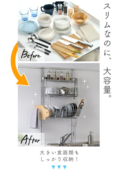 楽天市場】【送料無料】 突っ張り 水切りラック 水切り シンク上 