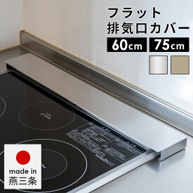 コンロカバー ステンレス 排気口カバー 60cm IH ガス キッチン カバー 薄型 レンジカバー 簡単お手入れ シンプル フラット コンロ奥 油はね防止 排気口ガード スリム 燕三条 日本製 シルバー グレージュ スチール おしゃれ 油汚れ防止 買い回り
