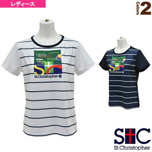 セントクリストファー テニス・バドミントンウェア(レディース) ボーダープラクティスTシャツ/レディース(STC-AHW6109)