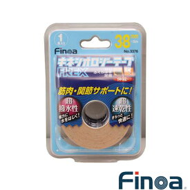 [フィノア（Finoa） オールスポーツ サポーターケア商品]B.Pキネシオロジーテープ FREX／3.8cm／ひじ・ふくらはぎ・肩用 サポート用伸縮テープ／撥水タイプ／1個入（3376）