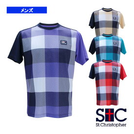[セントクリストファー テニス・バドミントンウェア（メンズ/ユニ）]パネルチェックゲームシャツ／メンズ（STC-BCM5411）