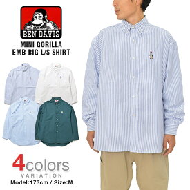 ベンデイビス シャツ BEN DAVIS 長袖シャツ ボタンダウンシャツ MINI GORILLA EMB BIG SHIRTメンズ ビッグシルエット G-2380006