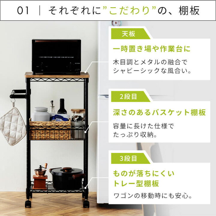 楽天市場】キッチンワゴン ワゴン カラーメタルラック ワゴン CMM 