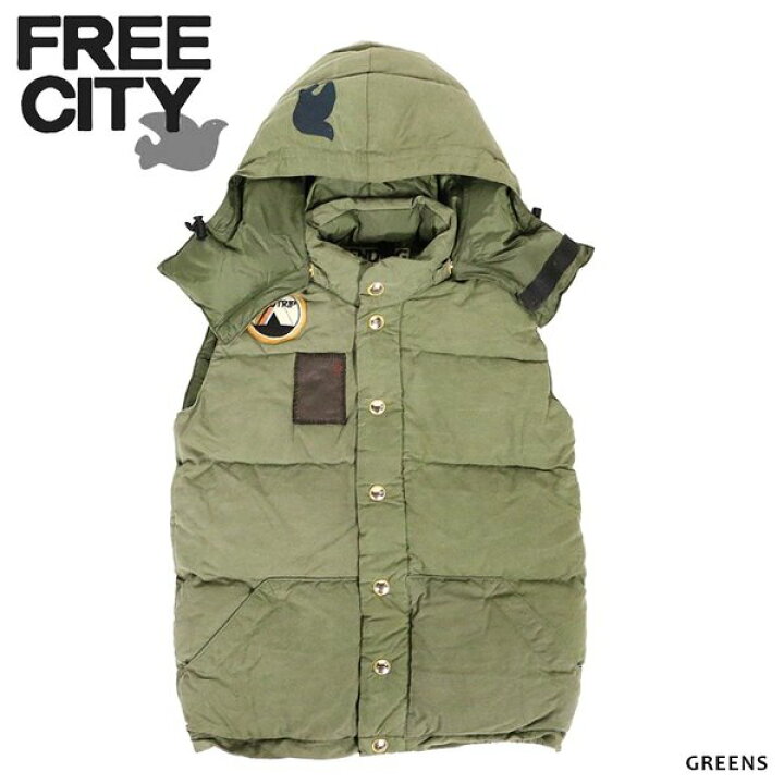 楽天市場】Free City フリーシティ Tent Green Spuffy Vest ベスト 