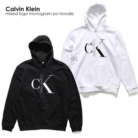 Calvin Klein カルバンクライン 40QC403 mixed logo monogram po hoodie パーカー プルオーバー フーディー メンズ ロゴ 長袖 フード 裏起毛 トップス ホワイト ブラック おしゃれ ギフト プレゼント