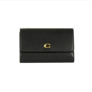 COACH �R�[�` Leather Essential Medium Flap Wallet CP025 �G�b�Z���V���� �~�f�B�A�� �t���b�v �E�H���b�g �~�j���z �O�܂� 3�܂� �~�j�E�H���b�g ���������z �u���b�N �{�v ���K���� ������� ���U�[