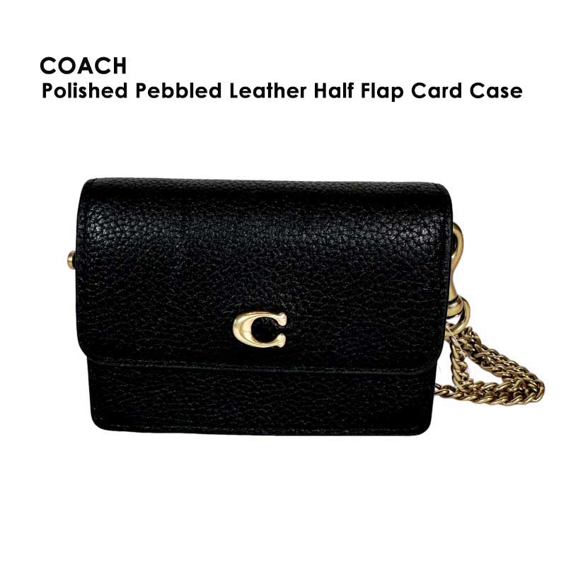 楽天市場】COACH コーチ Polished Pebbled Leather Half Flap Card