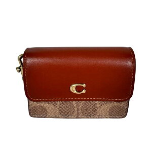 COACH �R�[�` Colorblock Coated Canvas Signature Half Flap Card Case B4 C7211 �J�[�h�P�[�X �J�[�h�z���_�[ �V�����_�[�X�g���b�v�t�� �R���p�N�g �R�C���P�[�X �~�j���z �p�X�P�[�X ������� �{�v �v ���U�[ 