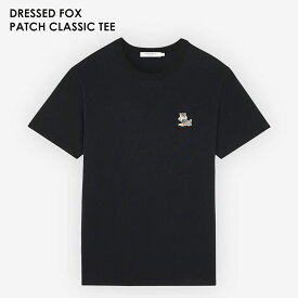 MAISON KITSUNE メゾンキツネ DRESSED FOX PATCH CLASSIC TEE KM00102KJ0008 半袖 Tシャツ ロゴ メンズ 黒 ブラック 刺繍 ワンポイント おしゃれ カットソー クルーネック