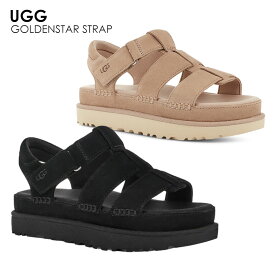 【レビュー記載でプレゼント】 UGG アグ 1137890 W GOLDENSTAR STRAP ゴールデンストラップ レディース スウェード ロゴ シューズ 靴 サンダル おしゃれ 夏 海 ブラック カーキ プレゼント ギフト