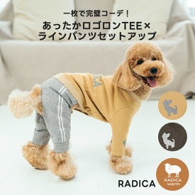 【まとめ買いクーポン対象】犬 小型犬 犬用 犬服 ウェア ドッグウエア 犬の服 おしゃれ かわいい 服 交換OK/返品不可 メール便不可ロゴロンTEE×ラインパンツセットアップ